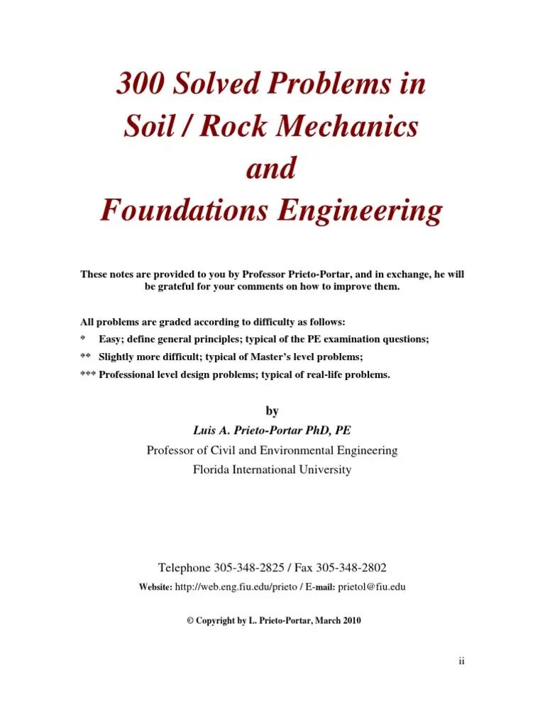 300 Solved Problems in Soil / Rock Mechanics and Foundations Engineering